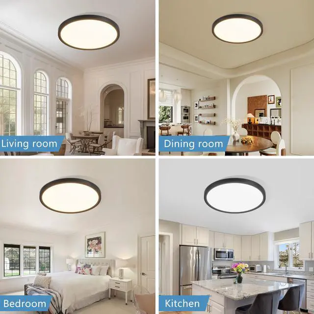 Alt view image 3 of 7 - 6Pk 12 inch Dimmable Led Flush Mount Ceiling Light, 2700K-6500K Adjustable,24W 2880Lm Modern Ultra Thin Flat Round Fixtures for Low Ceiling Bedroom Kitchen Hallway Basement Closet, Black