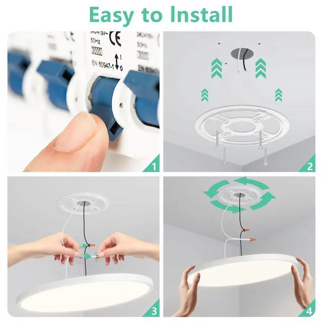 Alt view image 6 of 7 - 16inch Flush Mount Ceiling Light, 32W 3520Lm 5Cct Selectable, Dimmable Led Ceiling Light Fixture for Kitchen Bedroom Living Room, Modern Low Profile Style