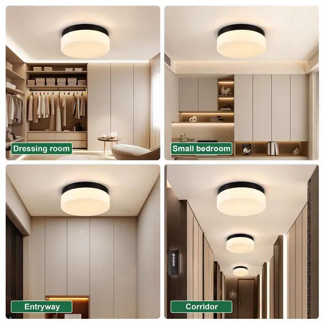 Alt view image 3 of 7 - 1 Pack Led Flush Mount Ceiling Light Fixture, Modern Kitchen Recessed Ceiling Lamp 24W 12 inch Closet Round Surface for Bathroom Laundry Bedroom Hallway