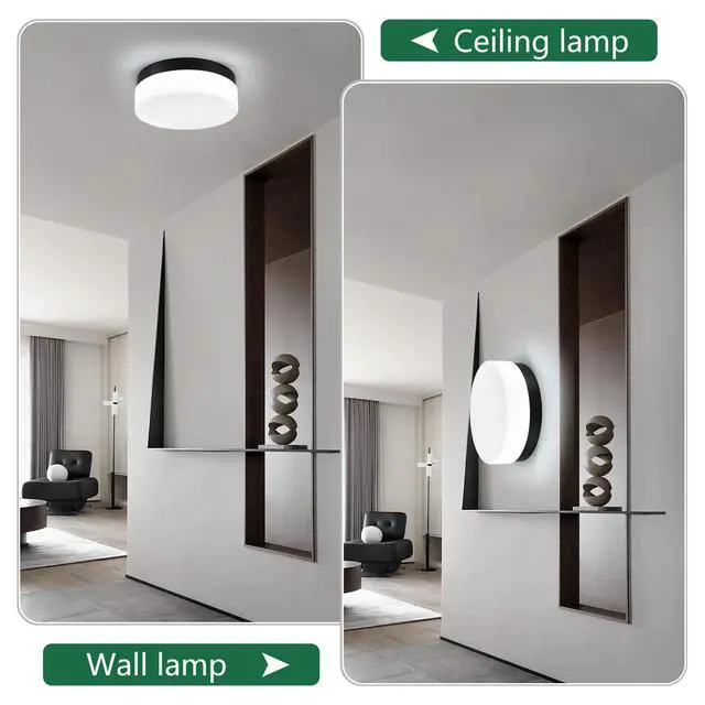 Alt view image 4 of 7 - 1 Pack Led Flush Mount Ceiling Light Fixture, Modern Kitchen Recessed Ceiling Lamp 24W 12 inch Closet Round Surface for Bathroom Laundry Bedroom Hallway