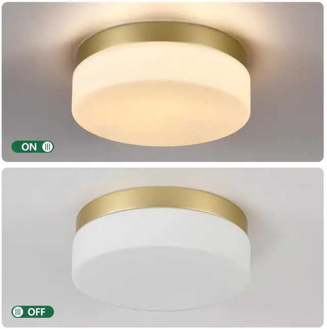 Alt view image 6 of 7 - 1 Pack Led Flush Mount Ceiling Light Fixture, Modern Kitchen Recessed Ceiling Lamp 24W 12 inch Closet Round Surface for Bathroom Laundry Bedroom Hallway(Gold)