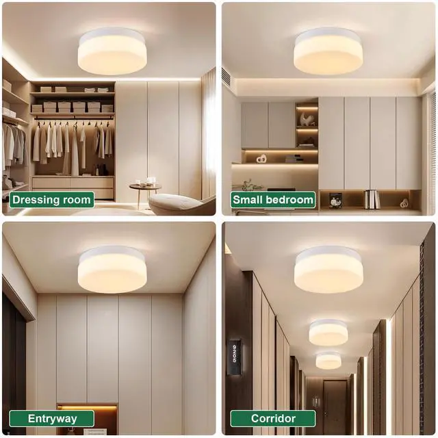 Alt view image 3 of 7 - 1 Pack Led Flush Mount Ceiling Light Fixture, Modern Kitchen Recessed Ceiling Lamp 24W 12 inch Closet Round Surface for Bathroom Laundry Bedroom Hallway(White)