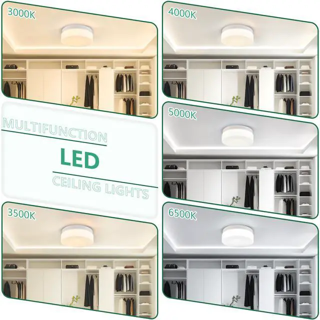 Alt view image 4 of 7 - 1 Pack Led Flush Mount Ceiling Light Fixture, Modern Kitchen Recessed Ceiling Lamp 24W 12 inch Closet Round Surface for Bathroom Laundry Bedroom Hallway(White)