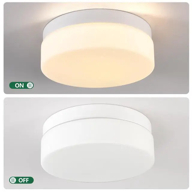 Alt view image 6 of 7 - 1 Pack Led Flush Mount Ceiling Light Fixture, Modern Kitchen Recessed Ceiling Lamp 24W 12 inch Closet Round Surface for Bathroom Laundry Bedroom Hallway(White)