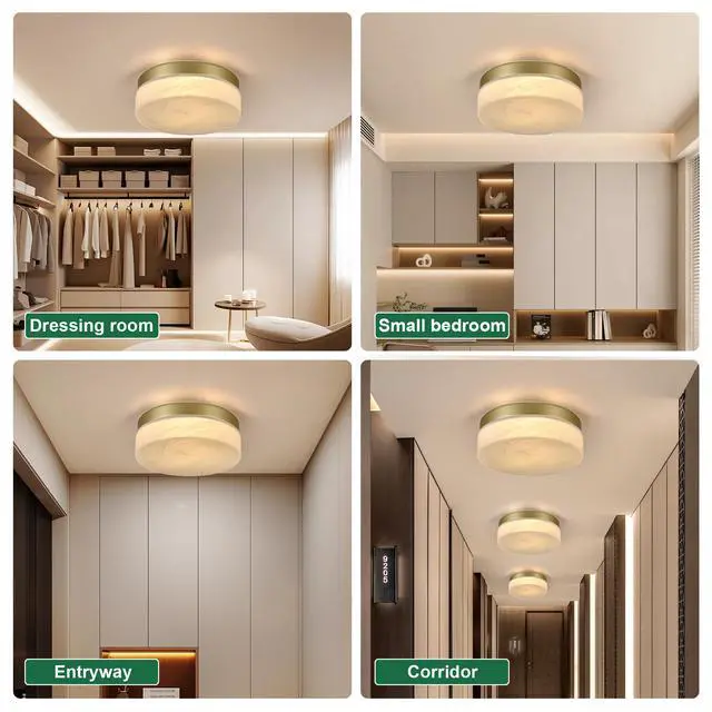 Alt view image 3 of 7 - 12 inch Led Ceiling Light, 24W Flush Mount Ceiling Light,Round Low Profile Ceiling Lights for Bedroom, Living Room, Dining Room(Gold)