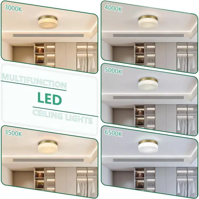 Alt view image 4 of 7 - 12 inch Led Ceiling Light, 24W Flush Mount Ceiling Light,Round Low Profile Ceiling Lights for Bedroom, Living Room, Dining Room(Gold)