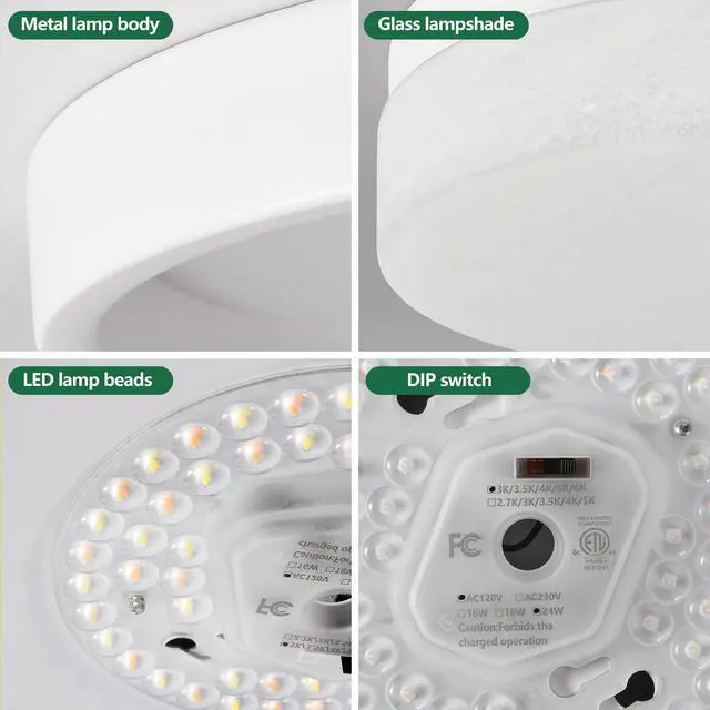 Alt view image 6 of 7 - 12 inch Led Ceiling Light, 24W Flush Mount Ceiling Light,Round Low Profile Ceiling Lights for Bedroom, Living Room, Dining Room(White)