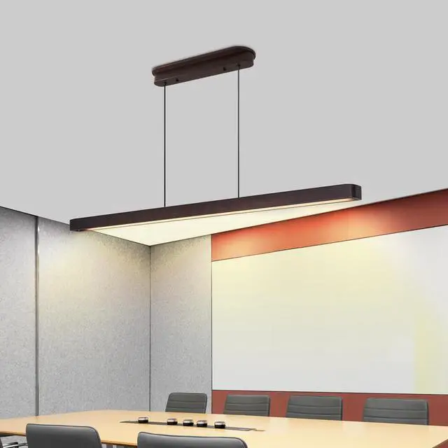 Main image of 51-inch Walnut Wood Modern Led Pendant Light, Adjustable Hanging Light for Dining Room, Kitchen, Living Room Sleek Walnut Color Finish