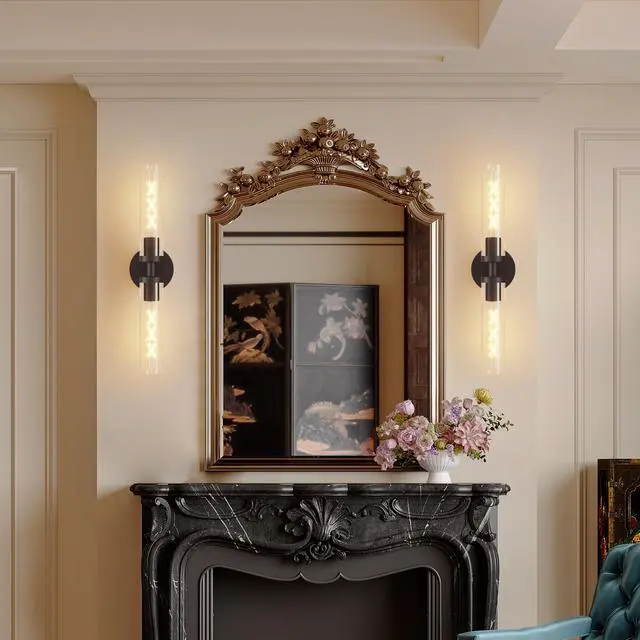 Alt view image 4 of 7 - Wall Sconces Set Of Two, Hardwired Matte Black Bathroom Sconces Wall Lighting with Clear Glass, Modern Sconces Wall Decor Set Of 2 Wall Light Fixtures for Bathroom Mirror Hallway (Bulbs Not included)