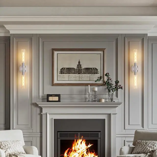 Alt view image 3 of 7 - Wall Sconces Set Of Two, Hardwired Brushed Nickel Bathroom Sconces Wall Lighting with Clear Glass, Modern Sconces Wall Decor Set Of 2 Wall Light Fixtures for Mirror Hallway (Bulbs Not included)