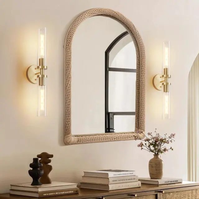 Alt view image 3 of 7 - Wall Sconces Set Of Two, Hardwired Gold Bathroom Sconces Wall Lighting with Clear Glass, Modern Sconces Wall Decor Set Of 2 Wall Light Fixtures for Bathroom Mirror Hallway (Bulbs Not included)