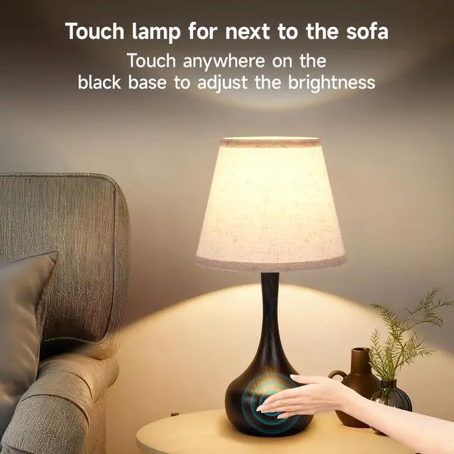Alt view image 5 of 7 - touch Lamps for Nightstand Bedside Lamps Set Of 2, 3 Way Dimmable Light for Bedoom, Desk, Living Room,Sofa Table(Led Bulbs included)