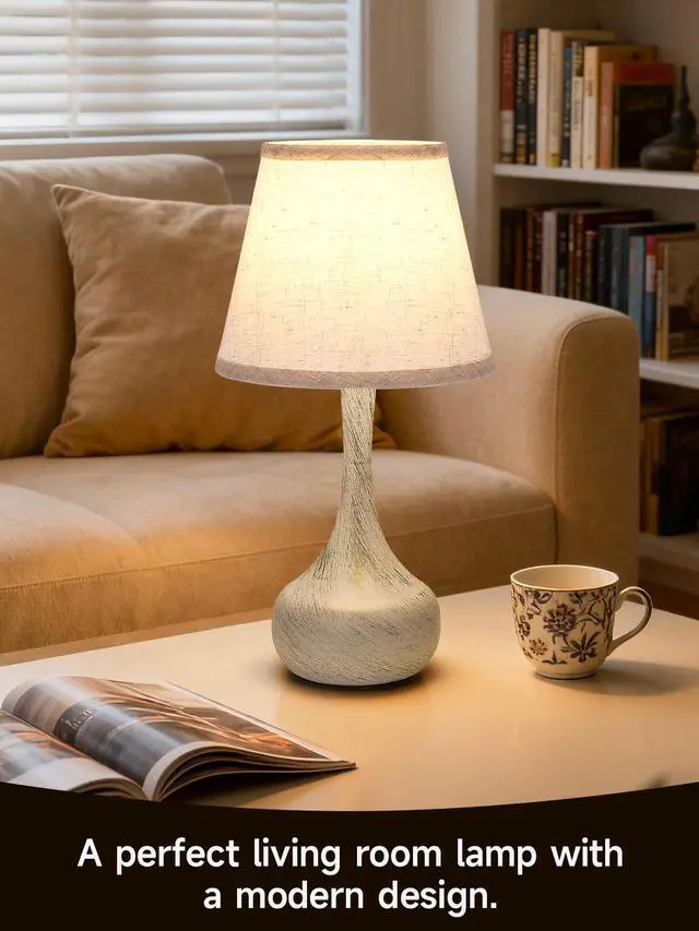 Alt view image 3 of 7 - touch Bedside Lamp Set Of 2, Farmhouse 3-Way Dimmable Table Lamps for Nightstand with Fabric Shade, Desk Lamp for Reading, Bedroom, Livingroom, Office