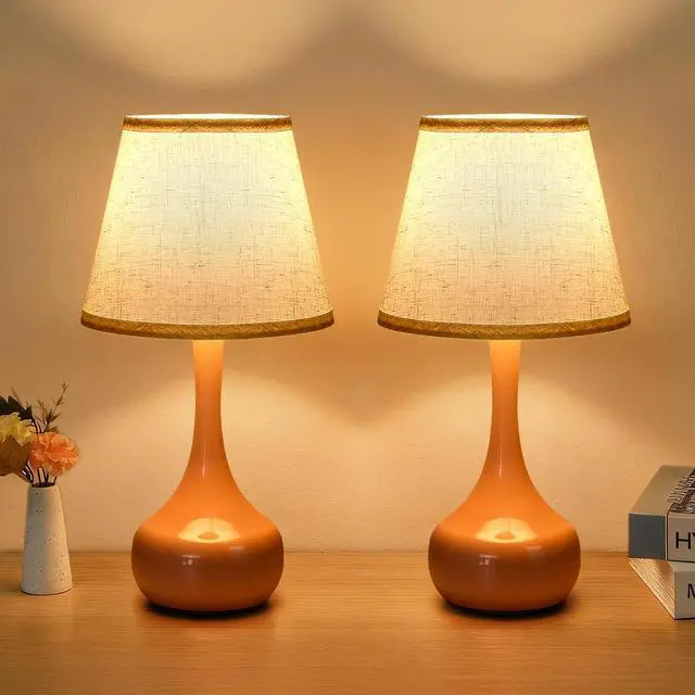 Main image of 2-Piece Set Of Three Level Dimming Small Table Lamp Pink Bedside Lamp for Children'S Rooms/Offices/Living Rooms (including Led Bulbs)