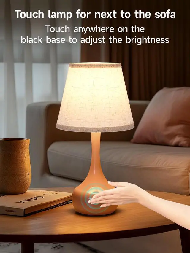 Alt view image 6 of 7 - 2-Piece Set Of Three Level Dimming Small Table Lamp Pink Bedside Lamp for Children'S Rooms/Offices/Living Rooms (including Led Bulbs)