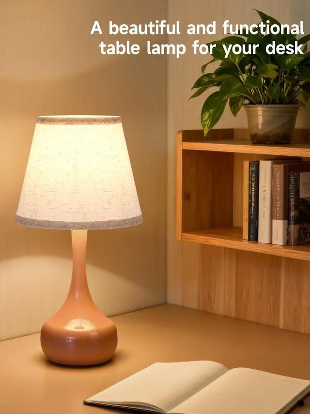 Alt view image 3 of 7 - 2-Piece Set Of Three Level Dimming Small Table Lamp Pink Bedside Lamp for Children'S Rooms/Offices/Living Rooms (including Led Bulbs)