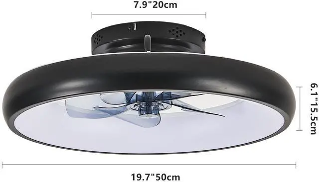 Alt view image 7 of 7 - 20" Black Led Ceiling Fan Light Dimmable & Adjustable Color Temperature, App & Remote Control, Modern Smart Ceiling Fan for Living Room, Bedroom, and Dining Room (Silent/6-Speed/Reversible/Dc Motor)