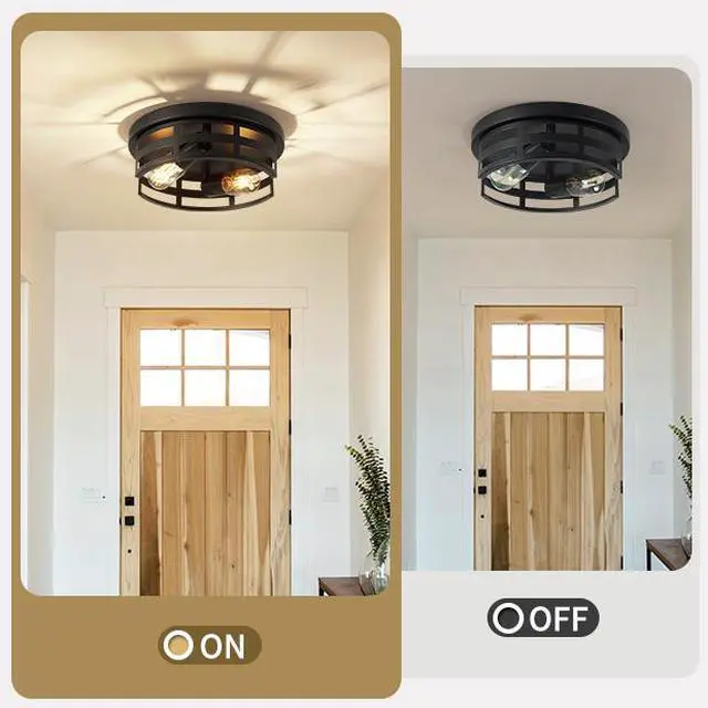 Alt view image 4 of 7 - 2-Light Black Flush Mount Ceiling Light Fixture,11 in Light Fixtures Ceiling Mount for Hallway,Hall,Kitchen,Farmhouse (2 Pack)