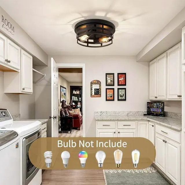 Alt view image 5 of 7 - 2-Light Black Flush Mount Ceiling Light Fixture,11 in Light Fixtures Ceiling Mount for Hallway,Hall,Kitchen,Farmhouse (2 Pack)
