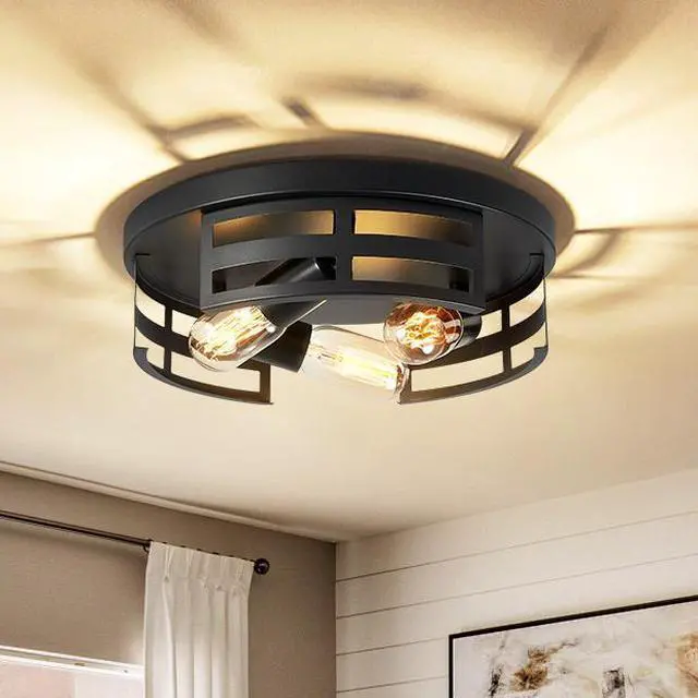 Main image of 2-Light Black Flush Mount Ceiling Light Fixture,13 in Light Fixtures Ceiling Mount for Hallway,Hall,Kitchen,Farmhouse (2 Pack)