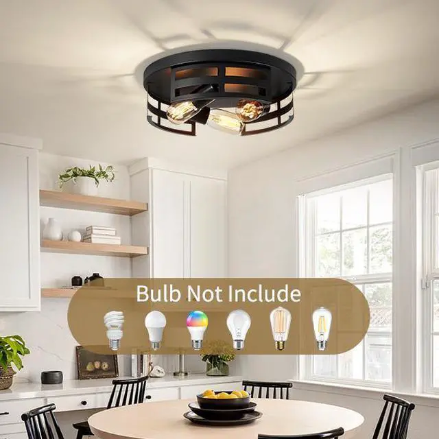 Alt view image 4 of 7 - 2-Light Black Flush Mount Ceiling Light Fixture,13 in Light Fixtures Ceiling Mount for Hallway,Hall,Kitchen,Farmhouse (2 Pack)