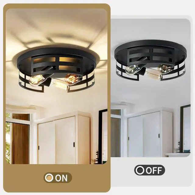 Alt view image 6 of 7 - 2-Light Black Flush Mount Ceiling Light Fixture,13 in Light Fixtures Ceiling Mount for Hallway,Hall,Kitchen,Farmhouse (2 Pack)