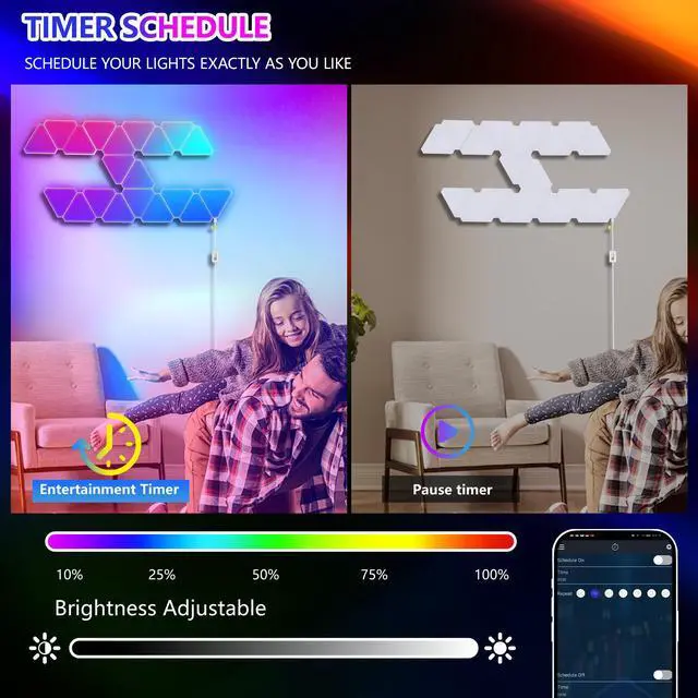 Alt view image 7 of 7 - 20-Pack Triangular Light Panels Smart Rgb Led Wall Lights with App & Remote Music Sync Gaming Lights for Gamers, Game Room Decor, Gaming Equipment, Living Room, Bedroom, Kids & Adults
