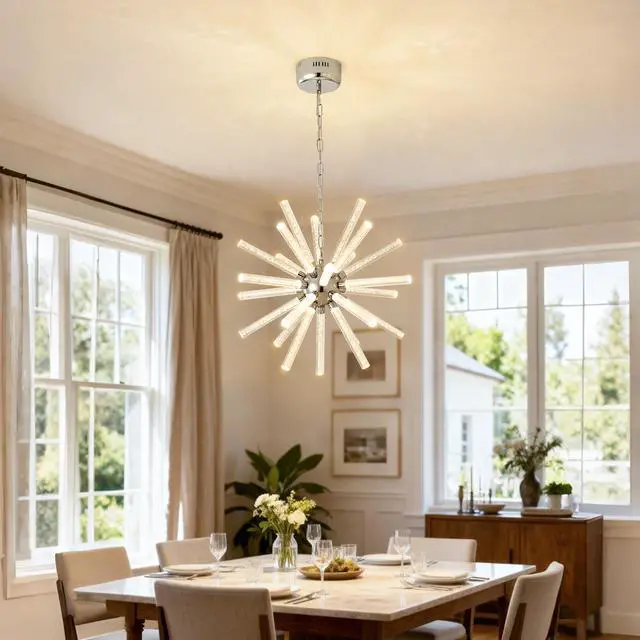 Alt view image 5 of 7 - 24-Light Bubble Pillar Chandelier,Adjustable Pendant Lights Living Room Dining Room Decoration Lamp Custom Hotel Project Lighting