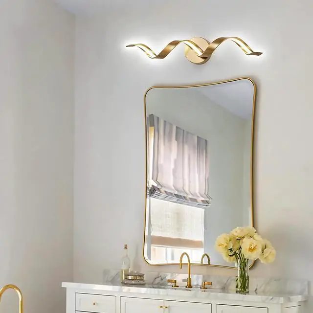 Alt view image 4 of 7 - Gold Bathroom Light Fixtures, 24 inch Spiral Design Modern Led Bathroom Vanity Lights Over Mirror, Wall Light Fixtures for Living Room --Gold