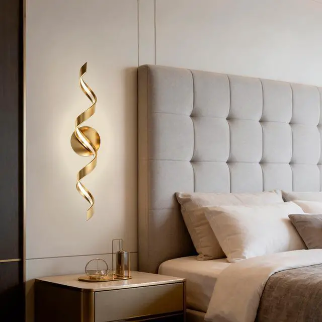 Alt view image 5 of 7 - Gold Bathroom Light Fixtures, 24 inch Spiral Design Modern Led Bathroom Vanity Lights Over Mirror, Wall Light Fixtures for Living Room --Gold