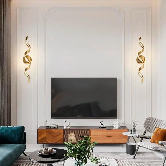 Alt view image 6 of 7 - Gold Bathroom Light Fixtures, 24 inch Spiral Design Modern Led Bathroom Vanity Lights Over Mirror, Wall Light Fixtures for Living Room --Gold