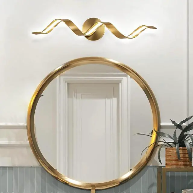 Alt view image 2 of 7 - Gold Bathroom Light Fixtures, 24 inch Spiral Design Modern Led Bathroom Vanity Lights Over Mirror, Wall Light Fixtures for Living Room --Gold