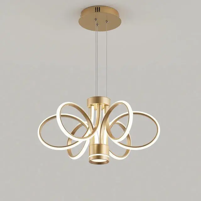 Alt view image 4 of 7 - Modern Led Chandelier Ceiling Lamp, Modern Farmhouse Ceiling Ceiling Hanging Light Fixture , for Dining Room, Kitchen Island----Gold