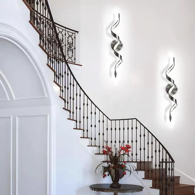 Alt view image 7 of 7 - Modern Led Bathroom Vanity Lights, 24inch Dimmable Black Bathroom Lighting Fixture Over Mirror 15W Spiral Design Led Wall Light Fixtures--Sn