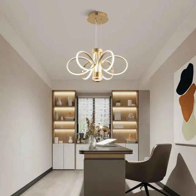 Alt view image 3 of 7 - Modern Led Chandelier Ceiling Lamp, Modern Farmhouse Ceiling Ceiling Hanging Light Fixture , for Dining Room, Kitchen Island----Gold