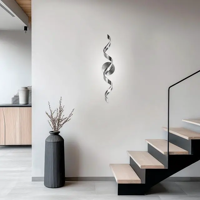 Alt view image 3 of 7 - Modern Led Bathroom Vanity Lights, 24inch Dimmable Black Bathroom Lighting Fixture Over Mirror 15W Spiral Design Led Wall Light Fixtures--Sn