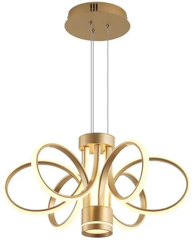 Alt view image 6 of 7 - Modern Led Chandelier Ceiling Lamp, Modern Farmhouse Ceiling Ceiling Hanging Light Fixture , for Dining Room, Kitchen Island----Gold