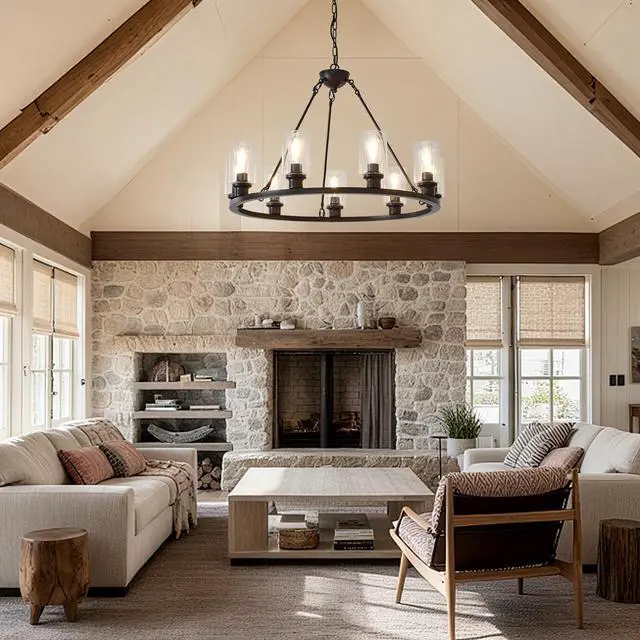 Alt view image 5 of 7 - 34.25'' Modern 9-Light Black Wagon Wheel Chandelier with Light (No Bulbs) for Living Room Dining Room Kitchen--E26--Coffee Brown