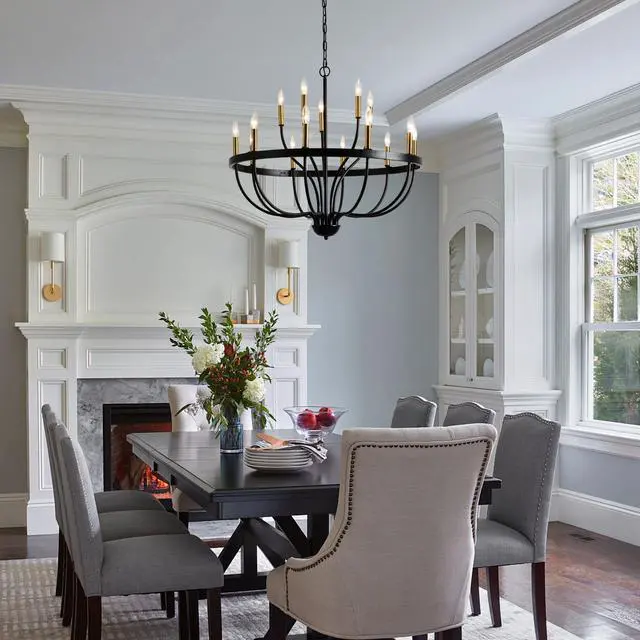 Alt view image 4 of 7 - 15-Light Chandelier industrial Iron Candle Chandelier Modern Suspended Farmhouse Pendant Light Fixtures for Dining Room Bedroom Living Room Kitchen Island Foyer (No include Bulb) Gold + Black