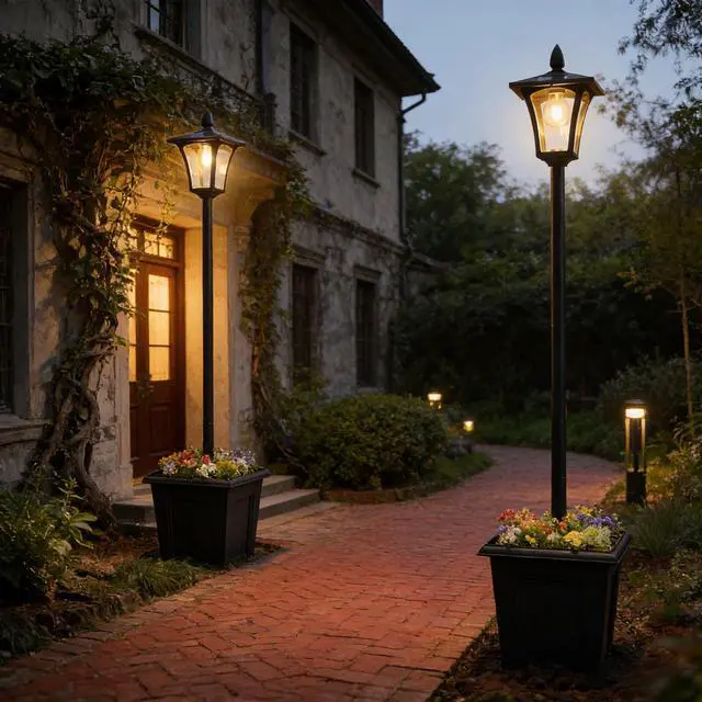 Alt view image 3 of 7 - Solar Light Posts,Solar Lamp Post Lights 2 Pack