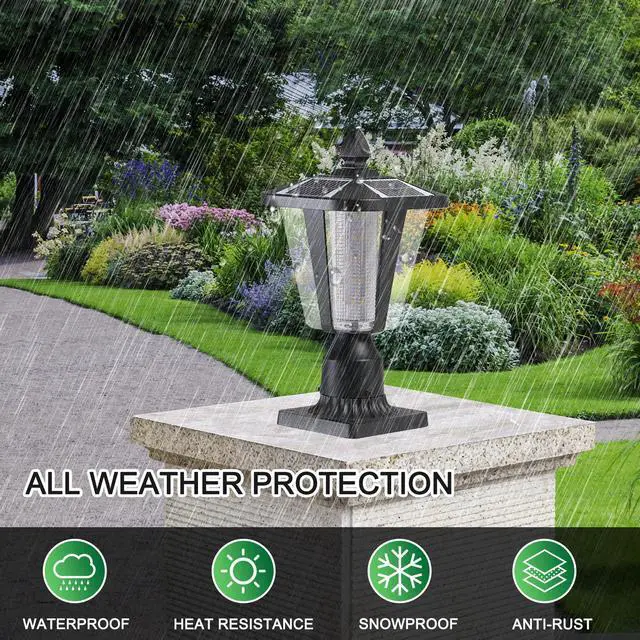 Alt view image 7 of 7 - 15"(H) Solar Powered Outdoor Lantern, Modern Garden Light with Led for Pathways, Yards, and Driveways (1-Pack)