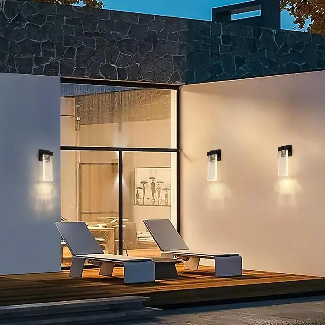 Alt view image 4 of 7 - Outdoor Waterproof Transparent Led Crystal Wall Lamp Supports Multiple Types Of Light Bulbs -12W Per Lamp (2 Pack)
