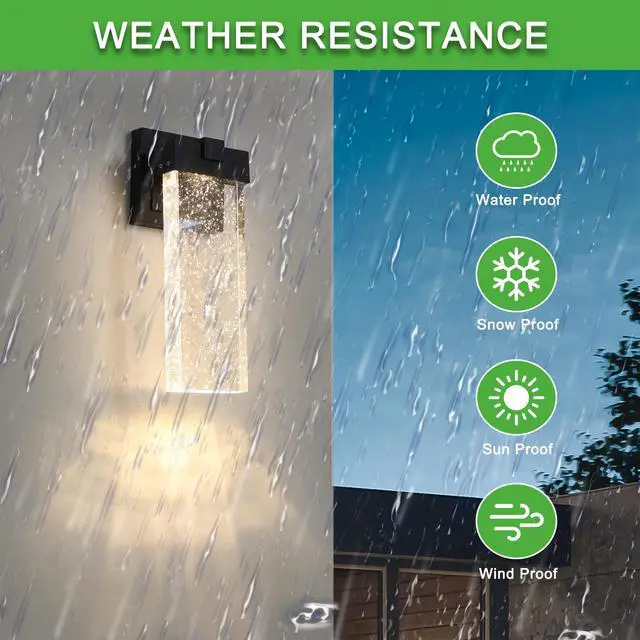 Alt view image 6 of 7 - Outdoor Waterproof Transparent Led Crystal Wall Lamp Supports Multiple Types Of Light Bulbs -12W Per Lamp (2 Pack)