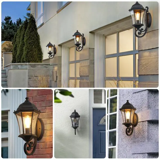 Alt view image 5 of 7 - 1-Pack Vintage Wall-Mounted Outdoor Lantern Light Elegant Black Metal Sconce for Porch, Patio, and Garden Lighting (Bulb Not included)