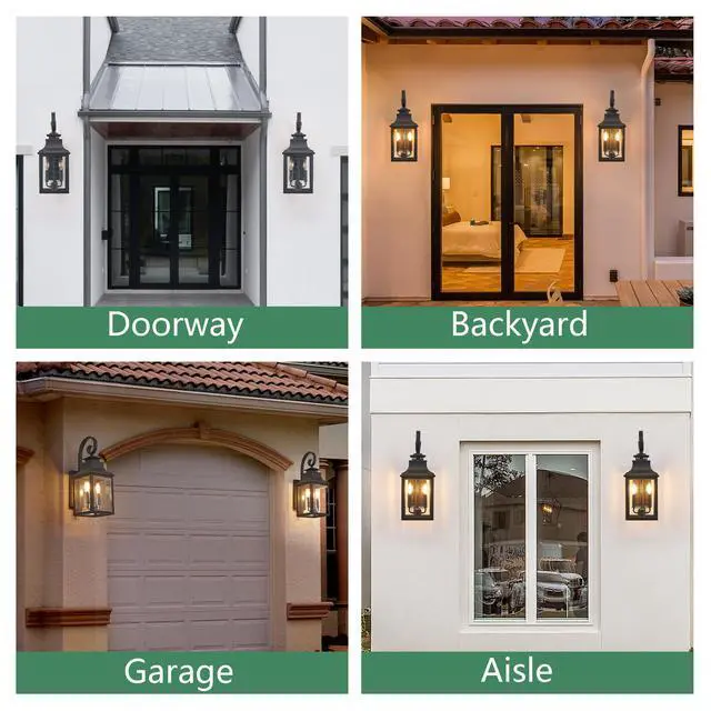 Alt view image 5 of 7 - 23"(H) 1-Pack Outdoor Wall Lantern Light Vintage Black Metal Sconce with Clear Seeded Glass for Porch, Patio, and Garden (Bulb Not included)