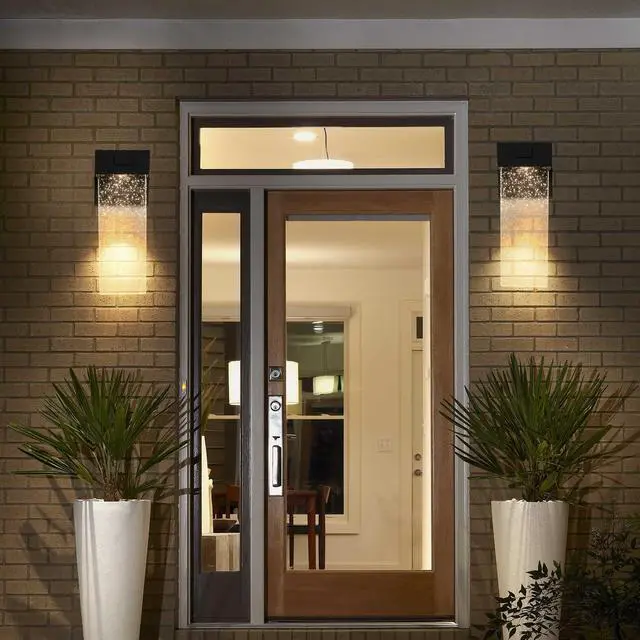 Main image of 2-Pack Outdoor Wall Light Fixture, Weatherproof Led Wall Sconce with Bubble Crystal and Light Sensor - 12W Per Lamp