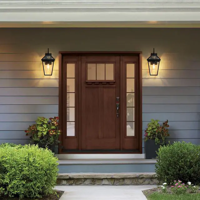 Alt view image 3 of 7 - 21"(H) 2-Pack Outdoor Wall Lantern Light Modern Black Metal & Clear Glass Sconce for Porch, Patio, and Garden Lighting (Bulb Not included)