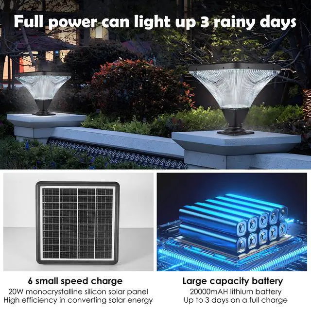 Alt view image 4 of 7 - 15" Black Outdoor Post Light - Led with Remote Control, Dimmable, Timer Function, Weatherproof for Yard, Garden, Pathway (1-Pack)