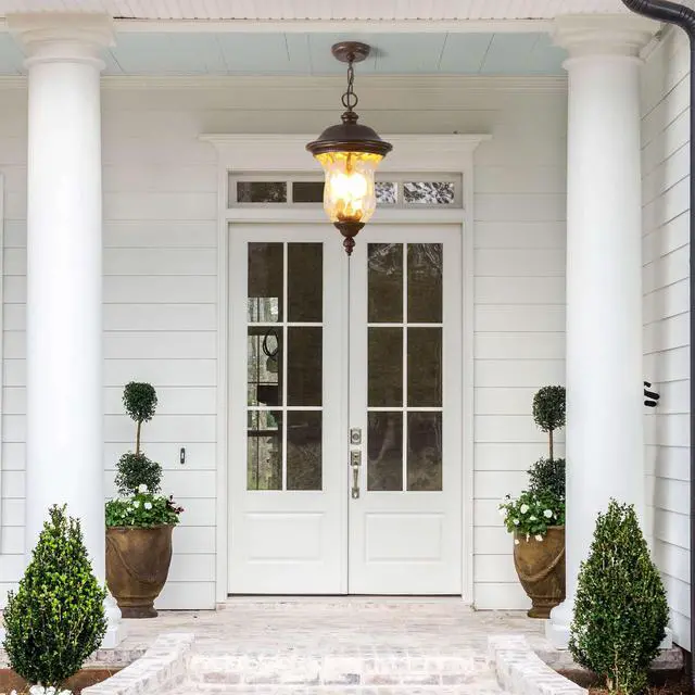 Alt view image 3 of 7 - 19"(H) Rustic Outdoor Hanging Lantern, Weatherproof Vintage Pendant Light with Clear Glass Shade, Waterproof Exterior Lighting Fixture for Porch, Patio, Or Garden (one Piece & No Bulb)