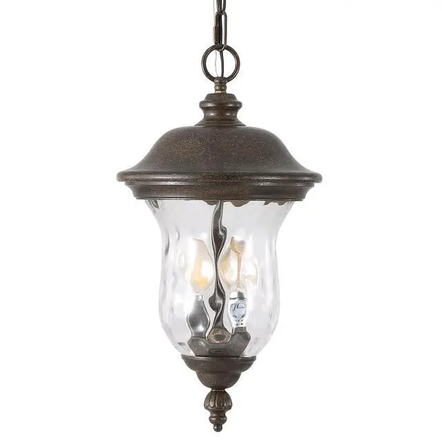 Alt view image 7 of 7 - 19"(H) Rustic Outdoor Hanging Lantern, Weatherproof Vintage Pendant Light with Clear Glass Shade, Waterproof Exterior Lighting Fixture for Porch, Patio, Or Garden (one Piece & No Bulb)